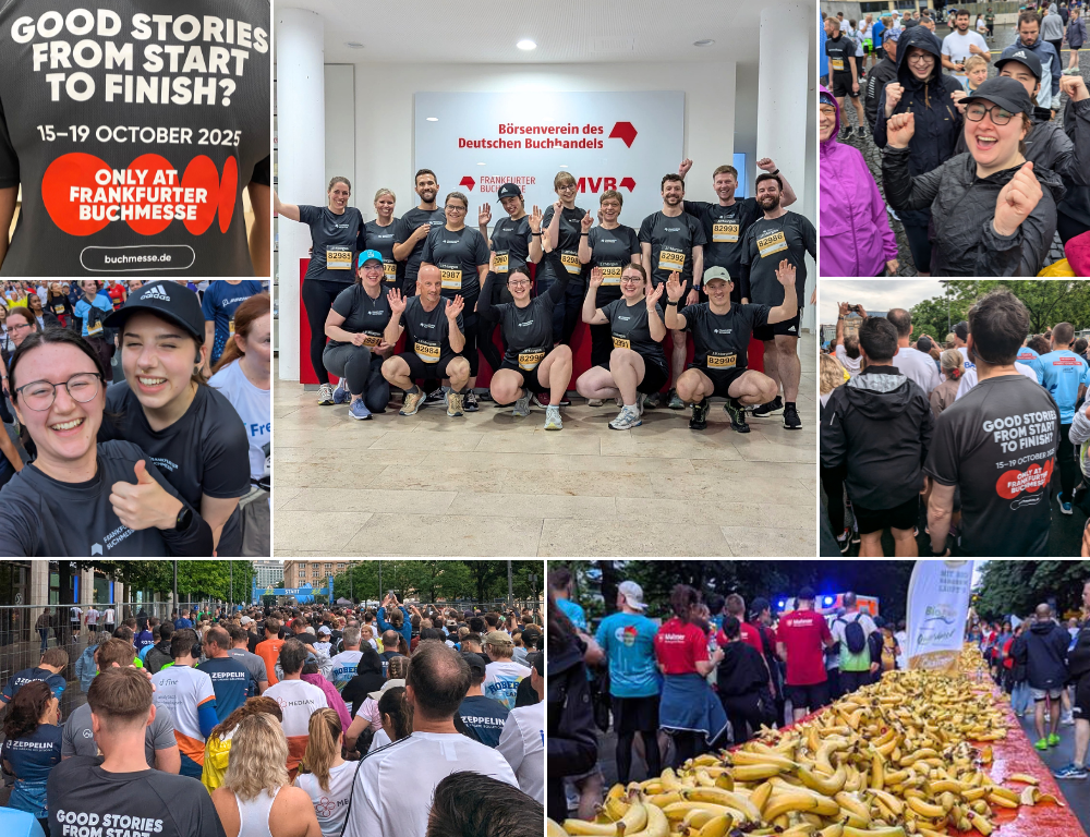 Collage mit Läufer*innen der Börsenvereinsgruppe beim JP.Morgan-Lauf