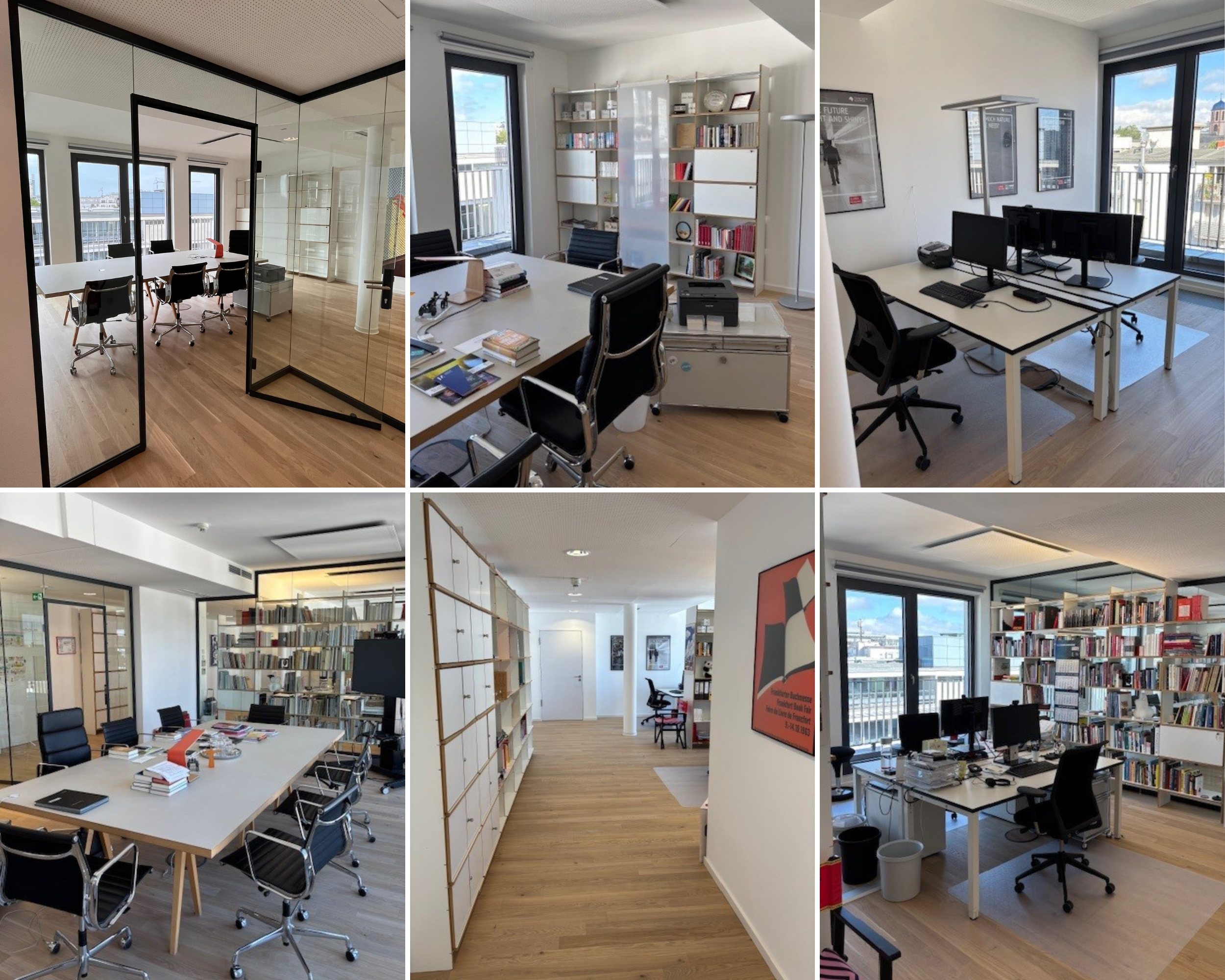Collage mit Blick in das neue Büro auf Etage fünf