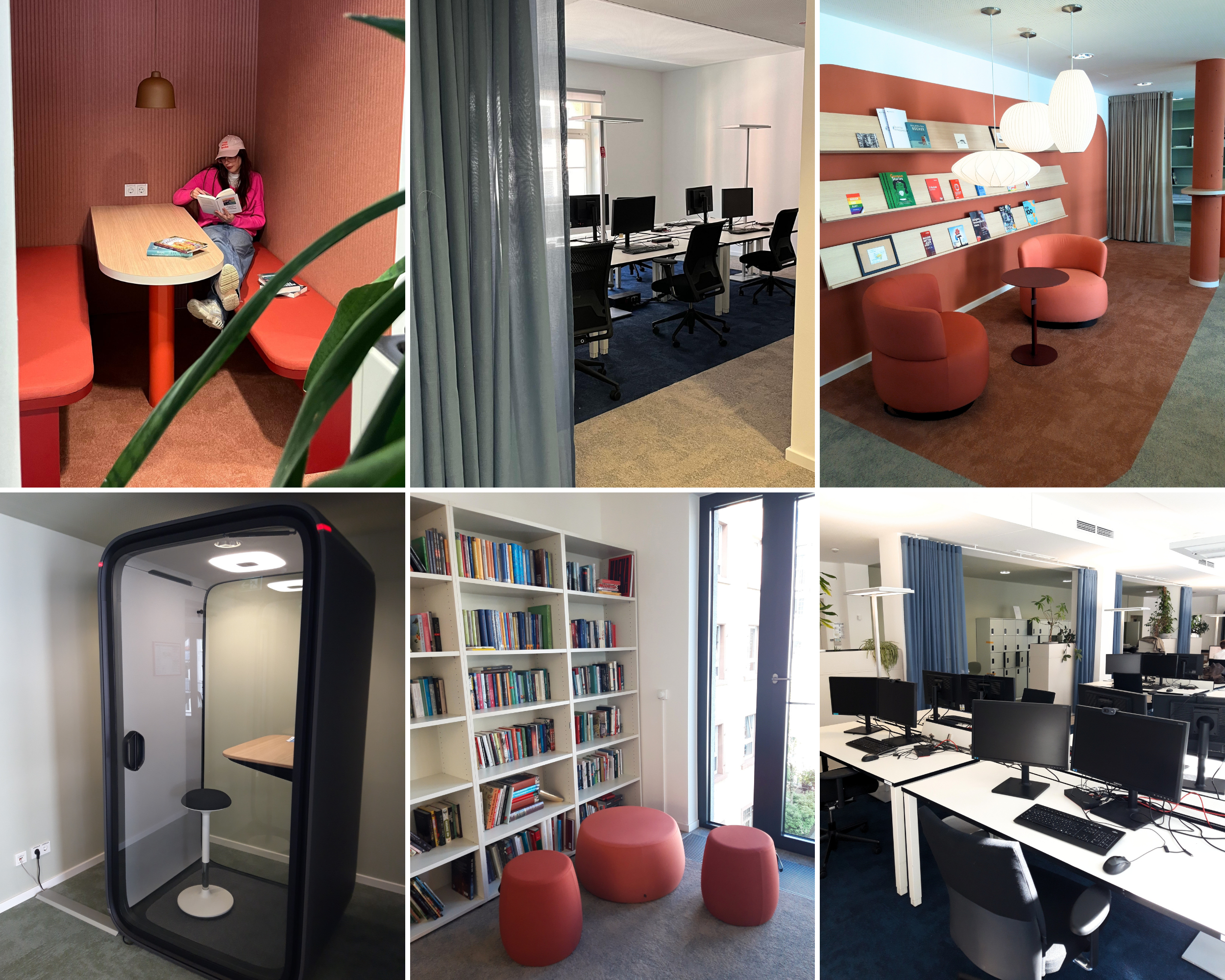 Collage mit Blick in das neue Büro auf Etage zwei